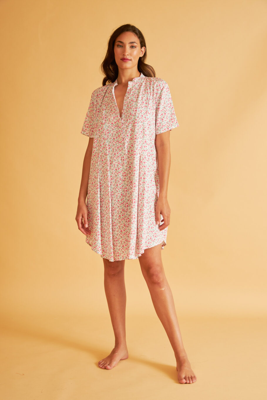 Printed Short-Sleeve Nightdress with Buttons 306814<br><br>