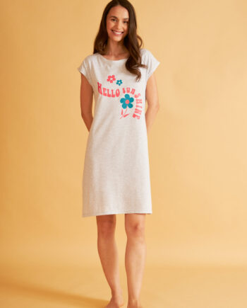 Νυχτικό Μονόχρωμο cotton/modal Κοντομάνικο Sunshine- Grey 306832