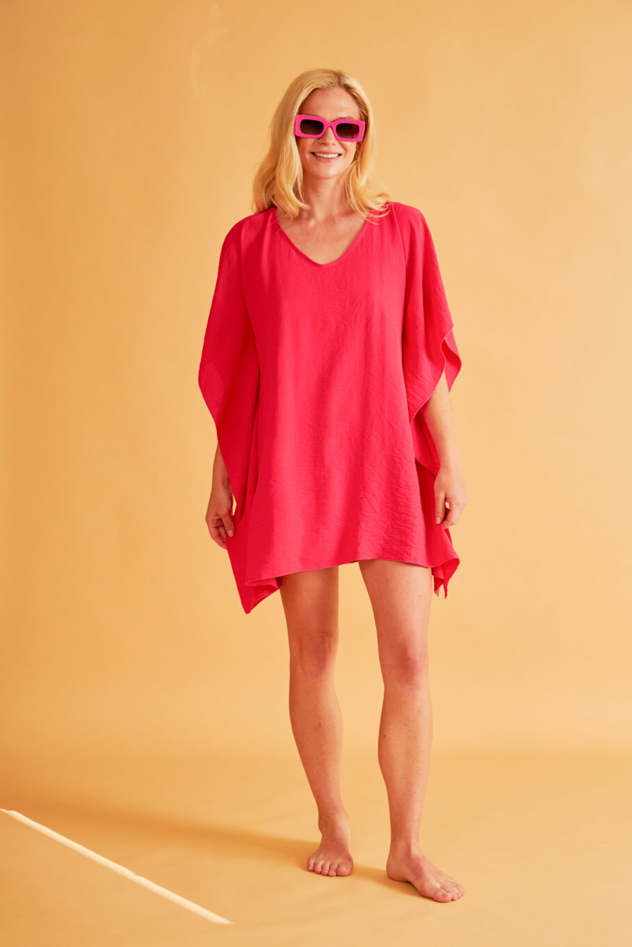 Φόρεμα Μονόχρωμο Polyester Νυχτερίδα- Fuchsia 506603