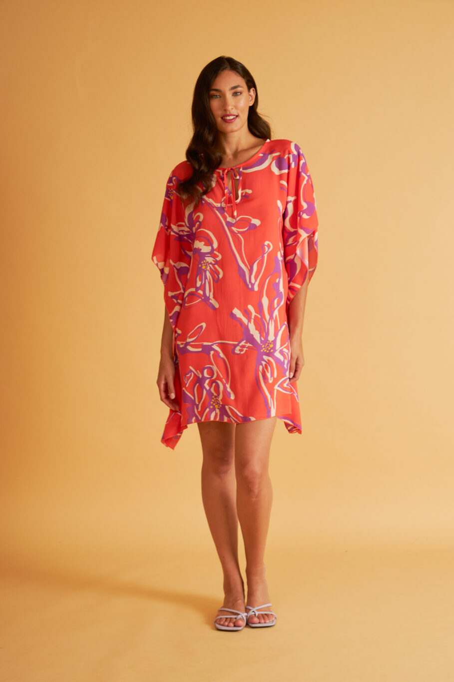 Printed Viscose Batwing Dress - 506610<br>