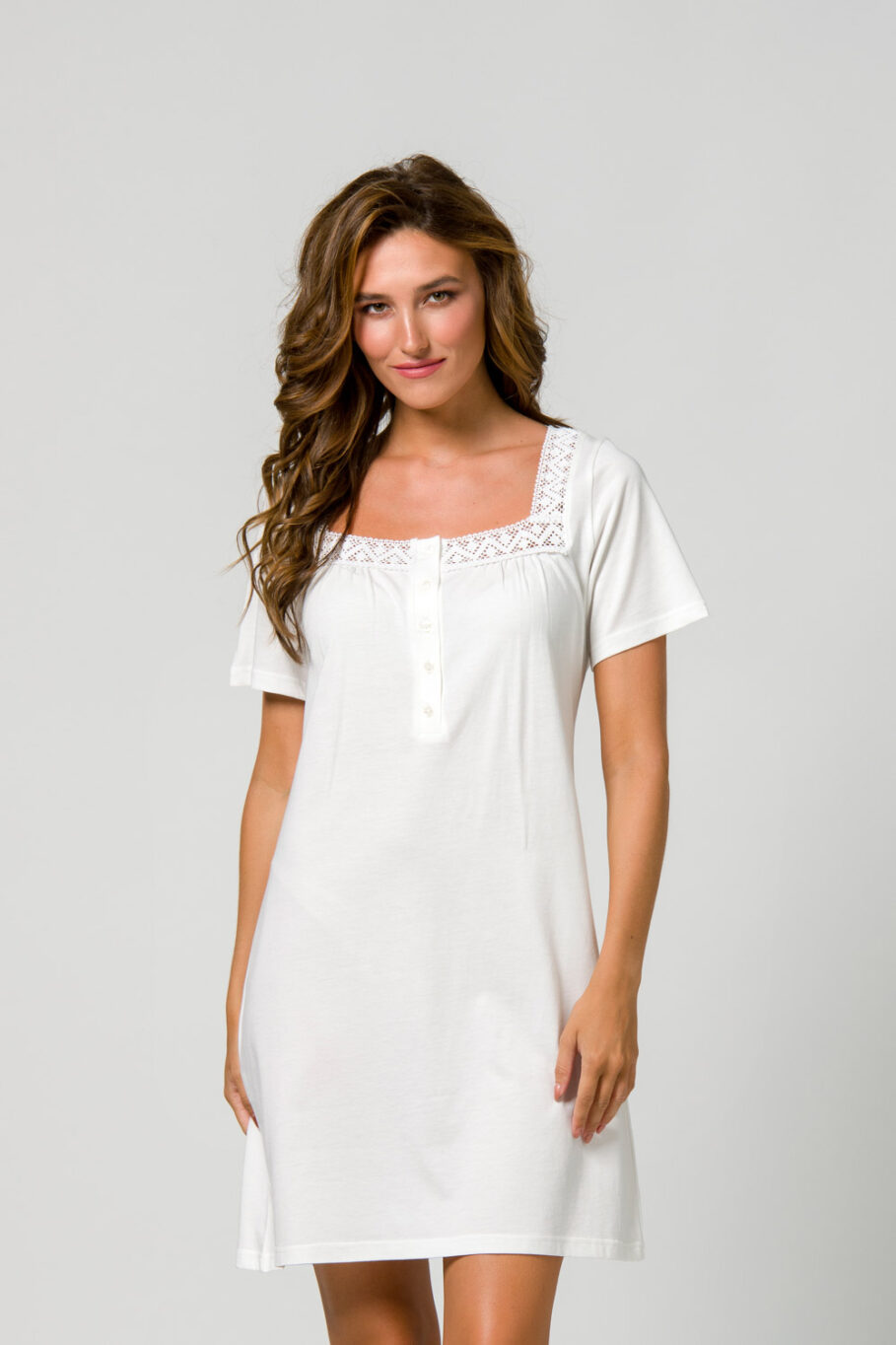 Solid Color Short-Sleeve Nightgown 300805