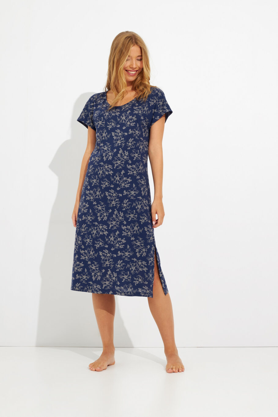 Printed midi cotton dress - 502635