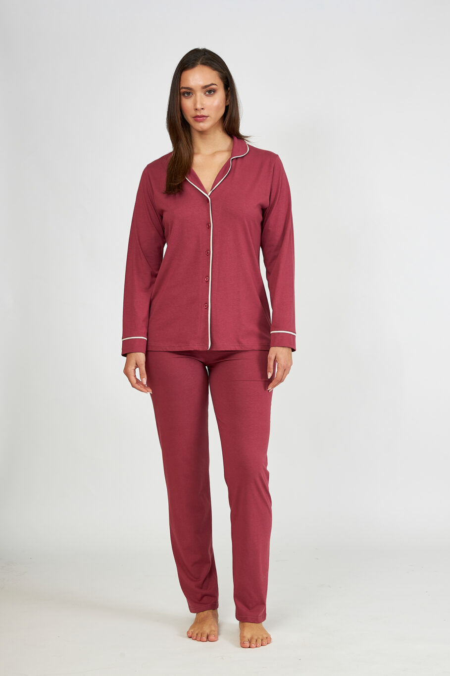 Women's Pajamas Cotton modal jacket Solid color - Rotten apple