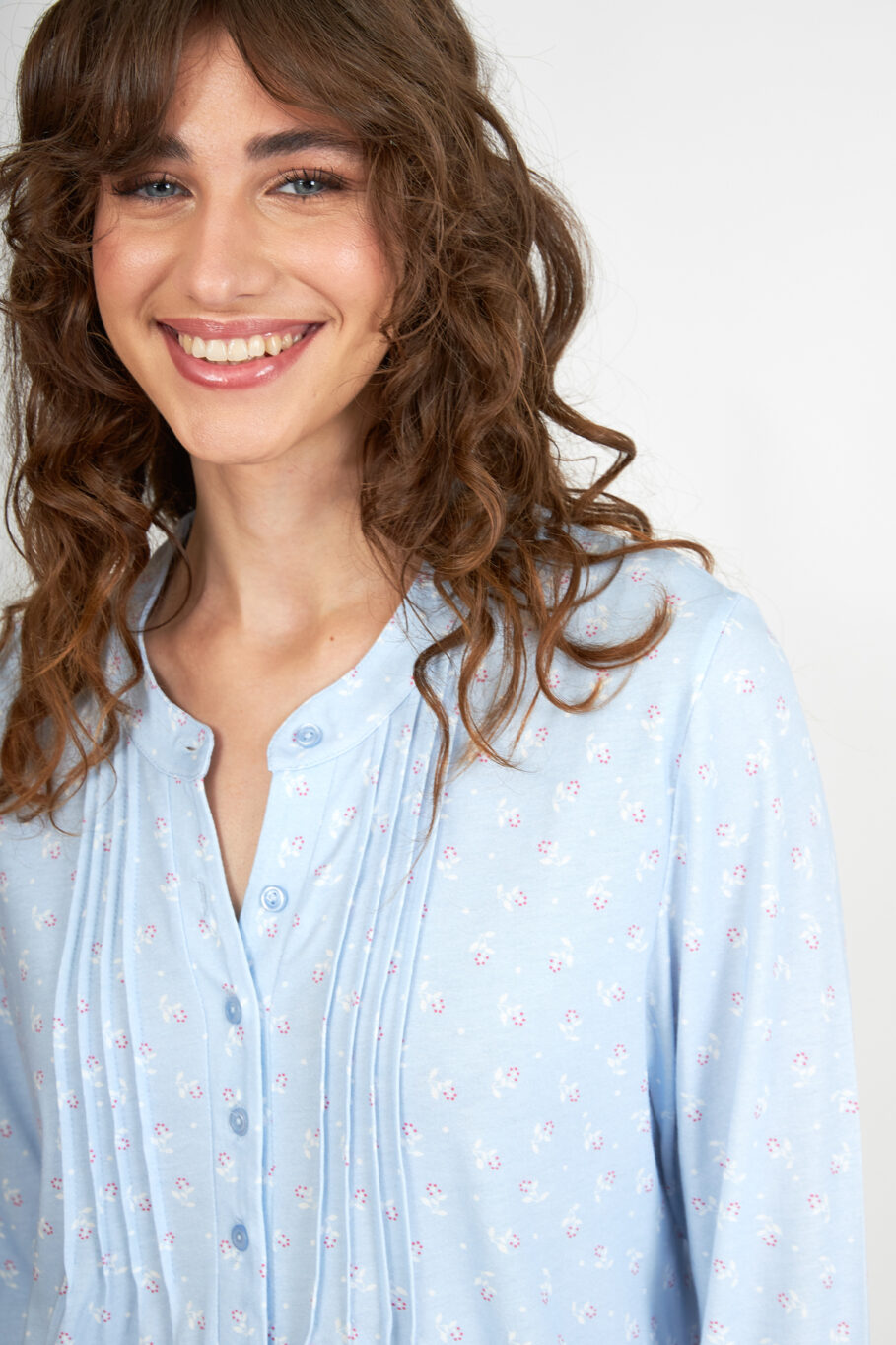 Women's Classic Printed Pajamas with Buttons - Ciel