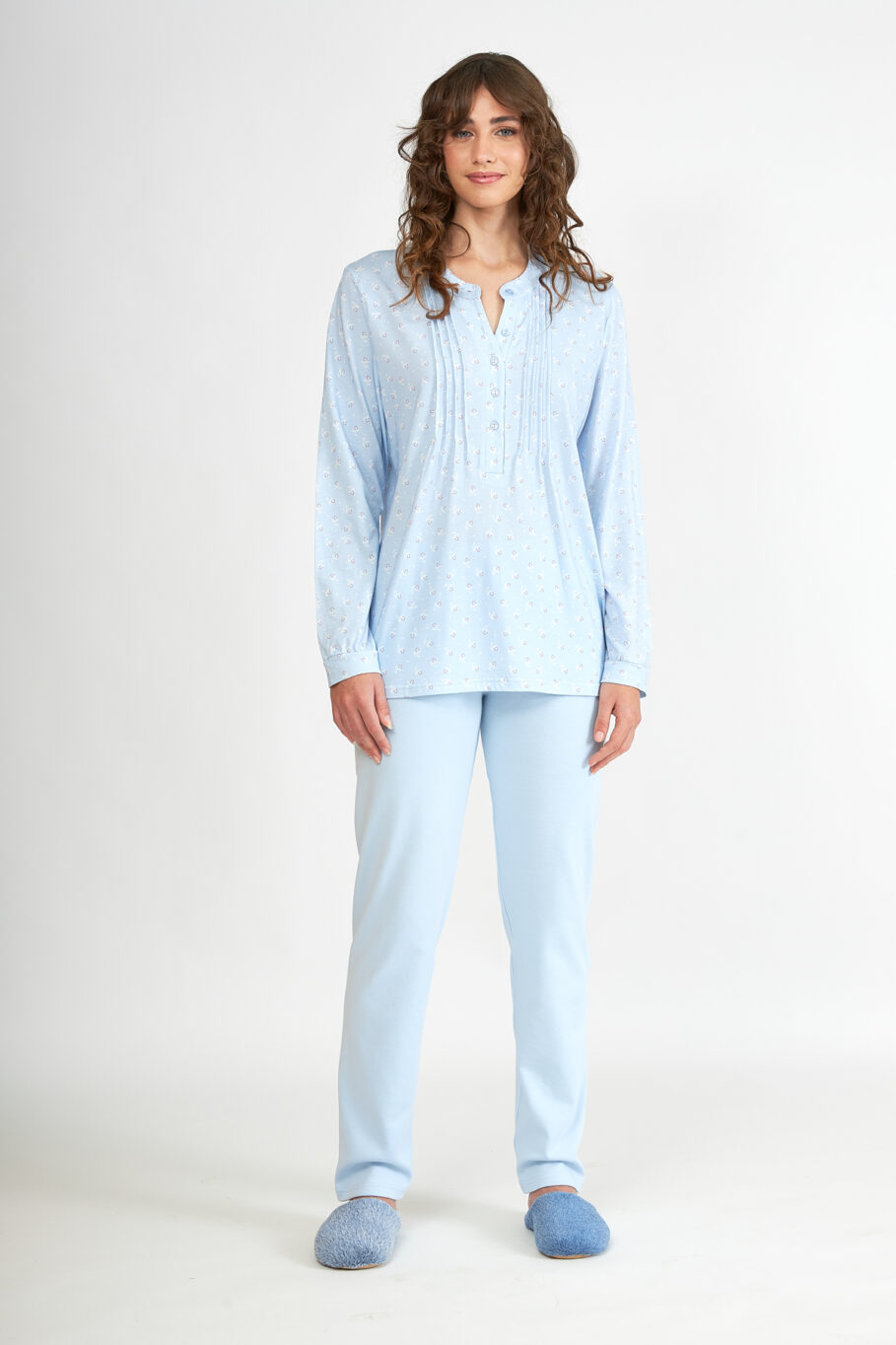 Women's Classic Printed Pajamas with Buttons - Ciel