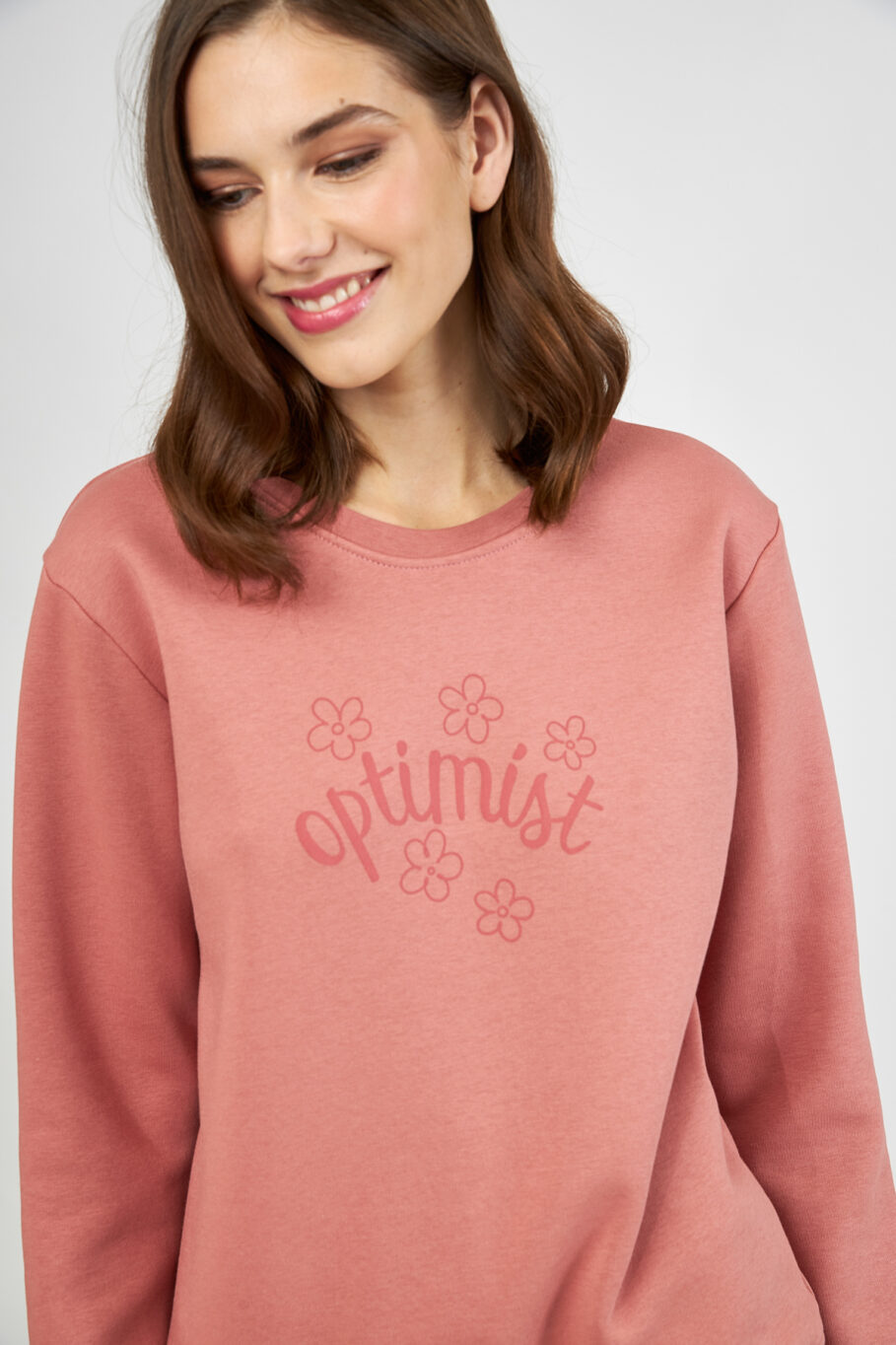 Women's Homewear Sweatshirt Solid Colored Optimist - Cocoa