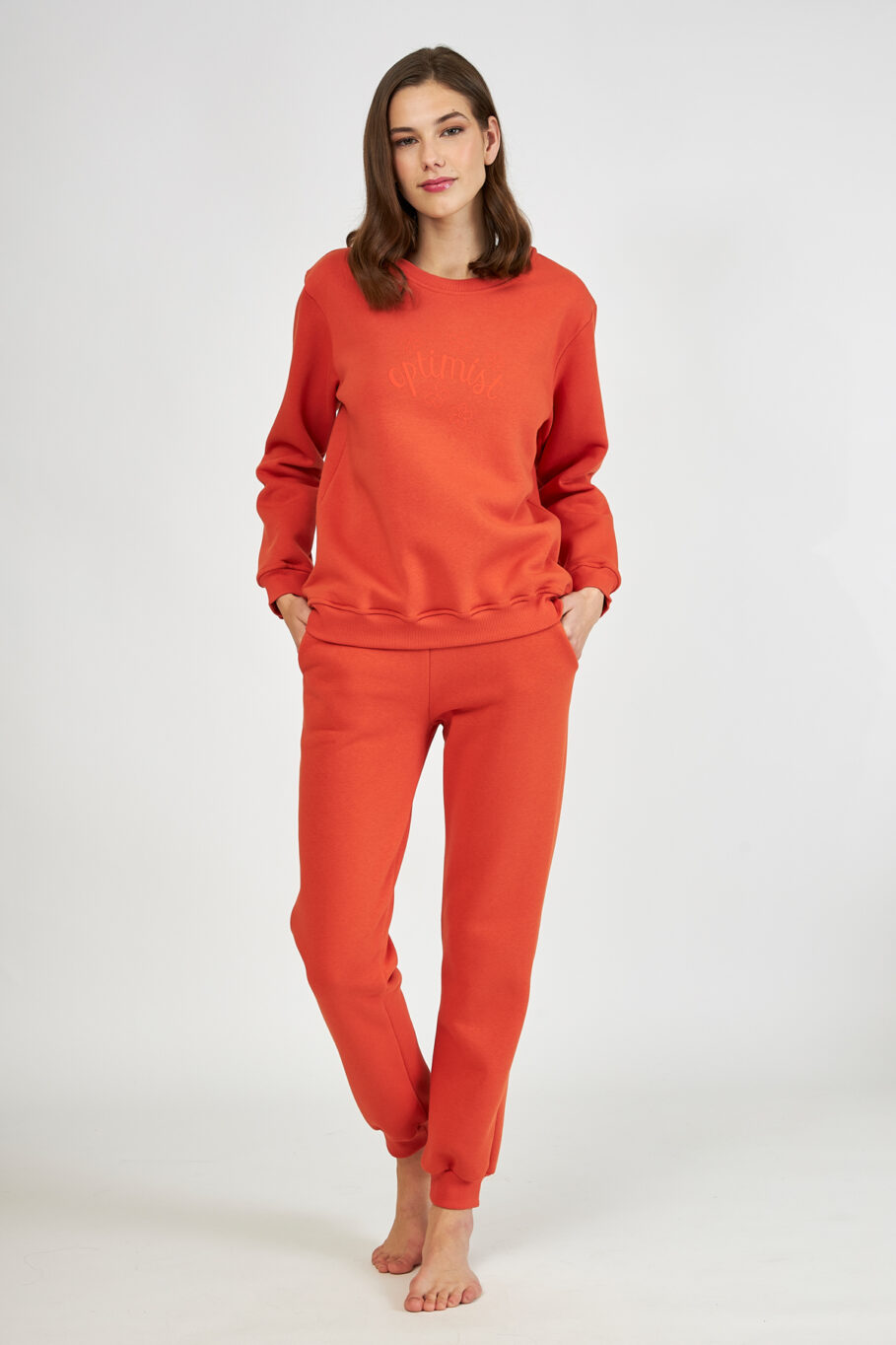 Γυναικείο Φούτερ Homewear Μονόχρωμο Optimist - Carrot 107921