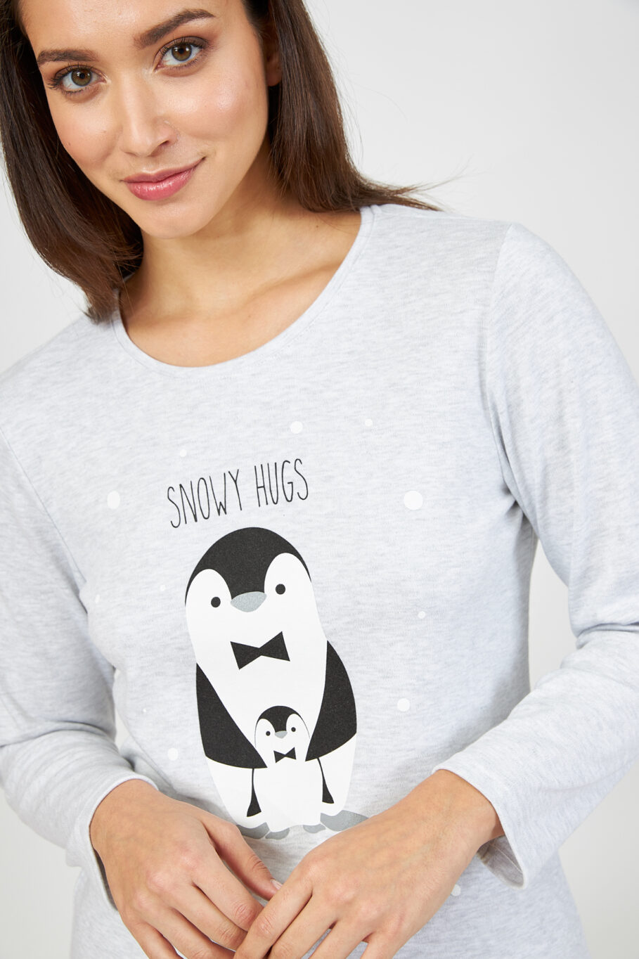 Γυναικεία Πιτζάμα cotton SNOWY HUGS - Grey mel/Black 107932