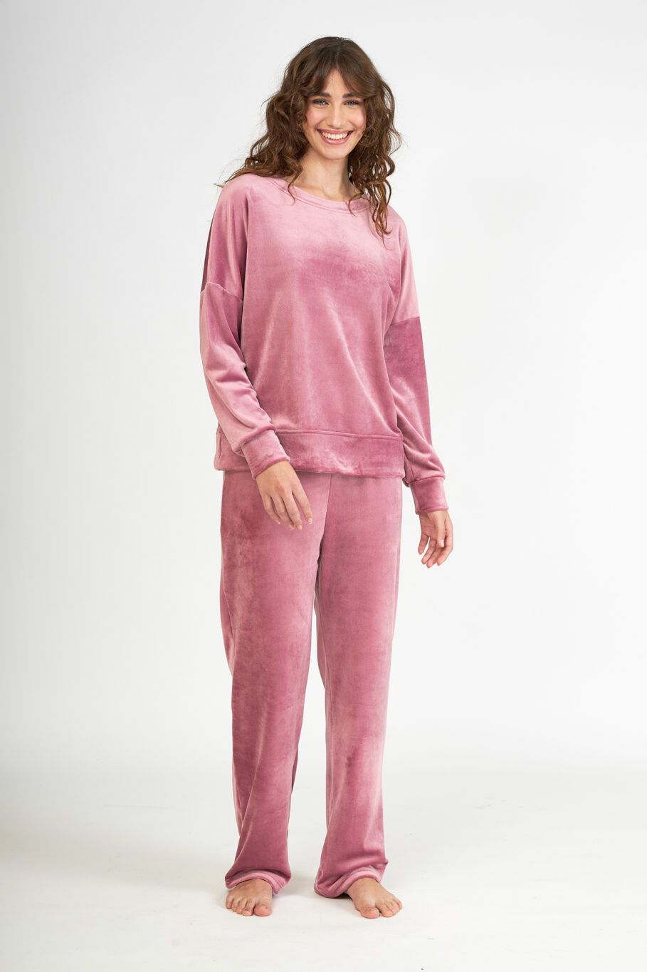 Γυναικείο Homewear Soft Velour set - Berry 107938