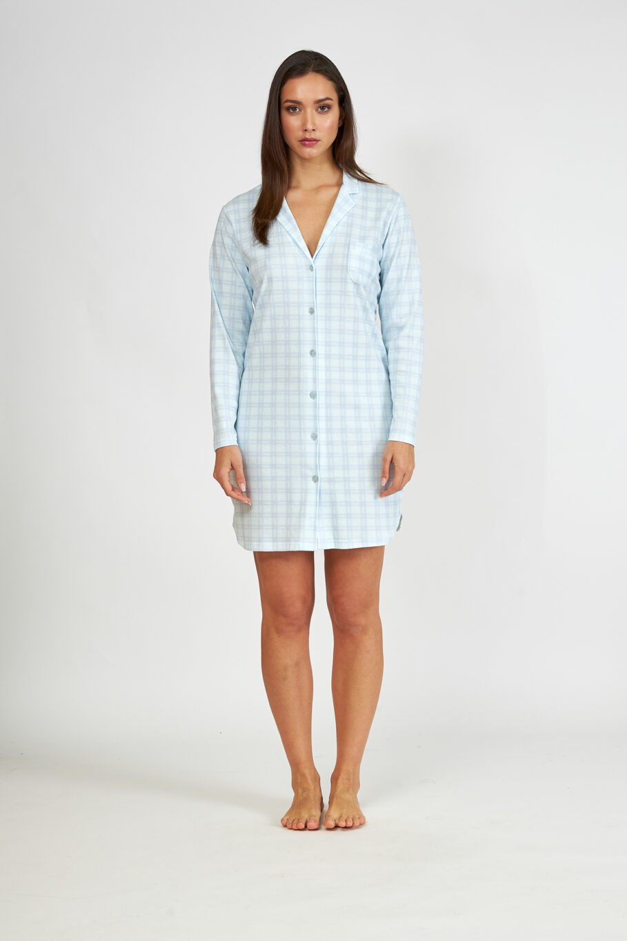 Checkered cotton nightgown jacket – Ciel