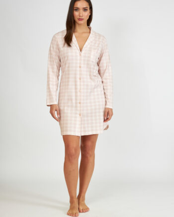 Νυχτικό Σακάκι cotton καρώ – Salmon 307814