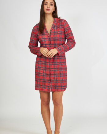 Νυχτικό Σακάκι cotton καρώ Red 307815