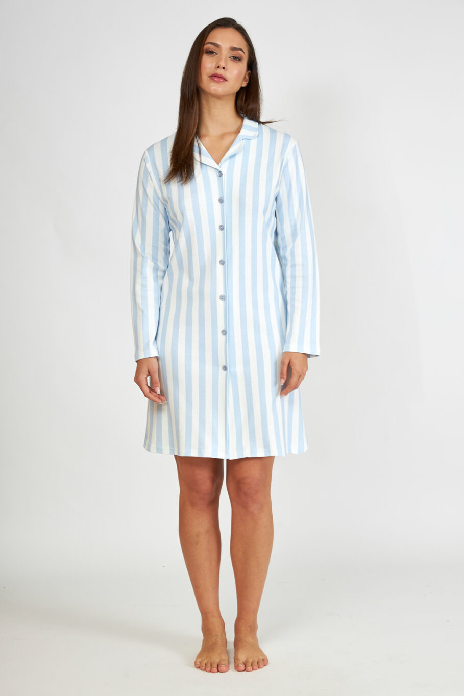 Striped Cotton Modal Nightgown Jacket – Ciel 307817