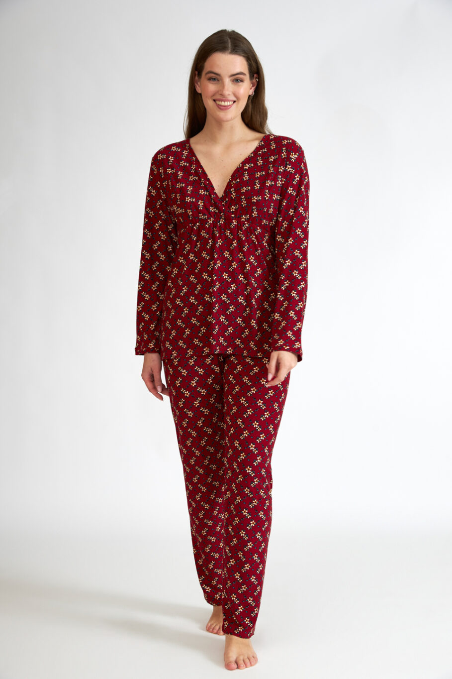 Women's Printed Wrap Pajama Viscose/Elastane - Wine 105902