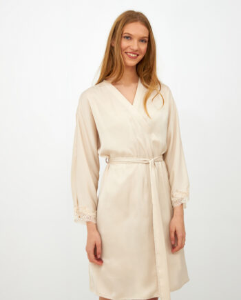 Σατέν Ρόμπα Μονόχρωμη - Beige 608508