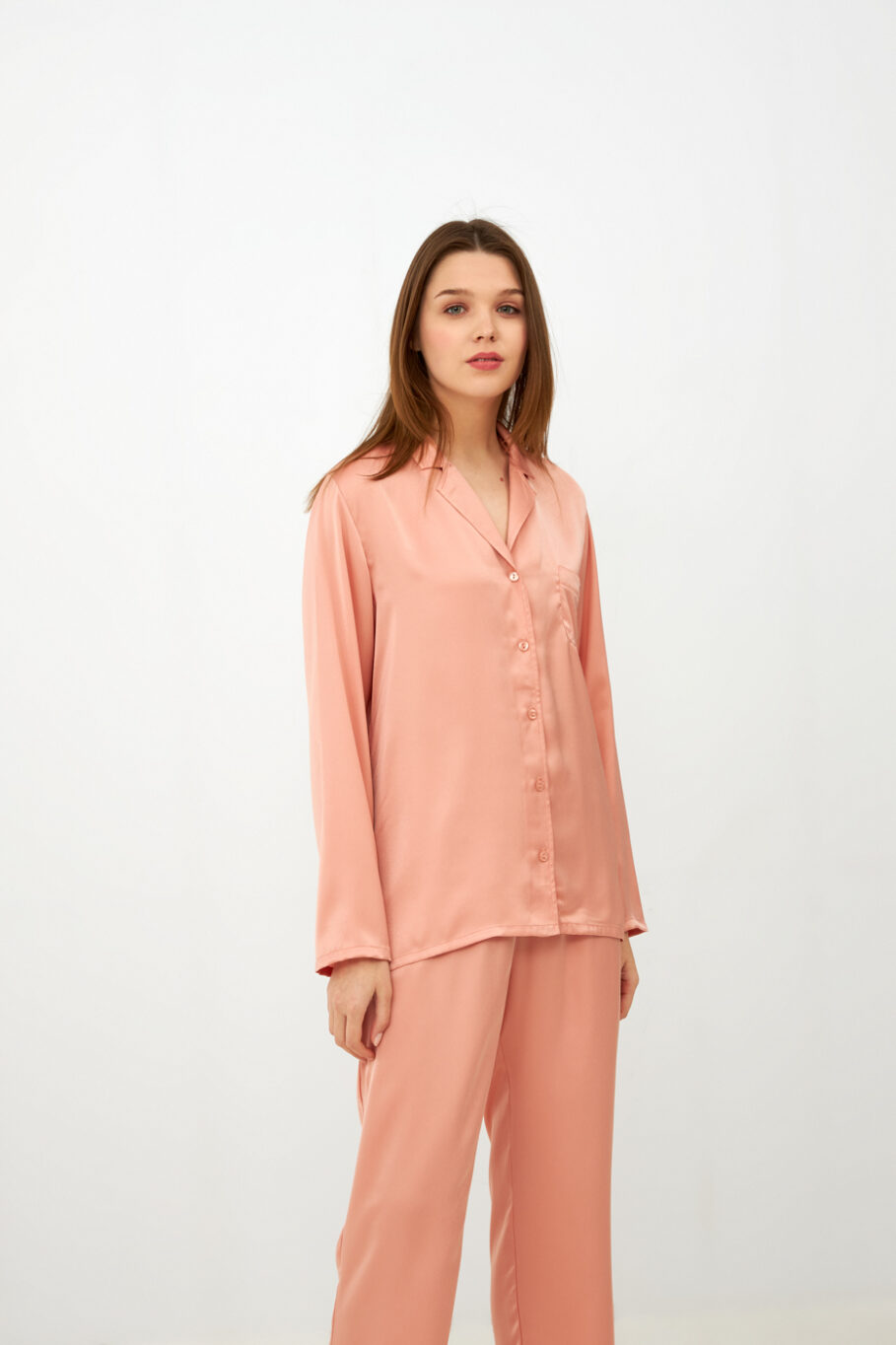 Women's Solid Color Satin Pajama - Nude 603512