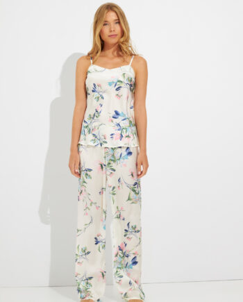 Satin Pajama with Spaghetti Straps and Long Pants – 602502<br><br>