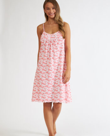 Νυχτικό Εμπριμέ cotton modal ράντα σούρα- 308837 peach