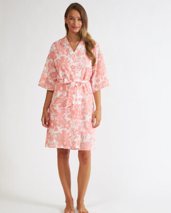 Ρόμπα σταυρωτή Εμπριμέ cotton ποπλίνα- 408702 peach