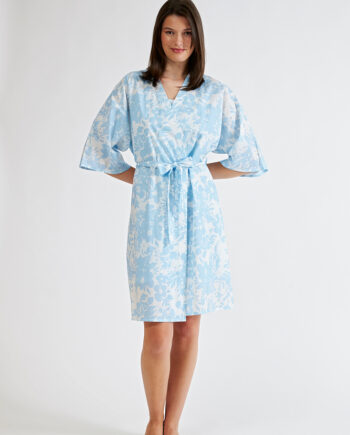 Ρόμπα σταυρωτή Εμπριμέ cotton ποπλίνα- 408702 ciel