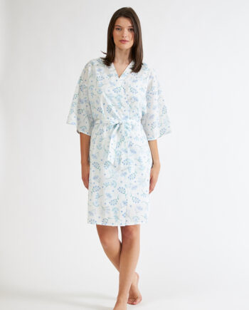 Ρόμπα Εμπριμέ cotton ποπλίνα σταυρωτή – 408703 ciel