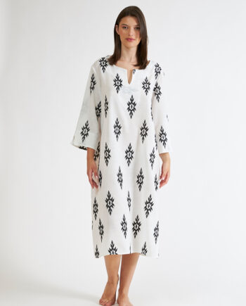 Φόρεμα Εμπριμέ Linen viscose midi με βε -508601 black