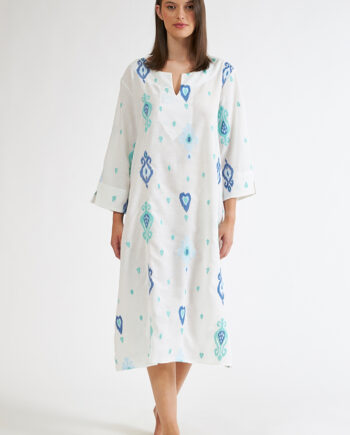 Φόρεμα Εμπριμέ Linen viscose midi με βε -508604