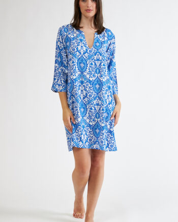 Φόρεμα Εμπριμέ viscose τρουακάρ μανίκι και βε – 508620