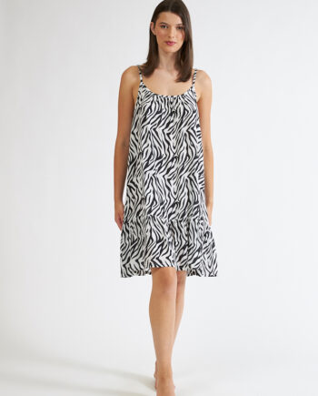Φόρεμα Zebra viscose με ράντα και βολάν -508644
