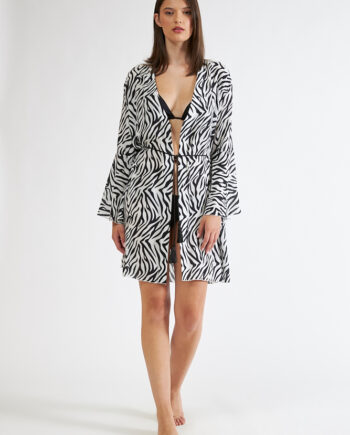 Κιμονό Zebra viscose με ζώνη -508646