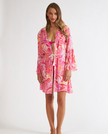 Κιμονό Pink Illusion viscose με ζώνη -508650