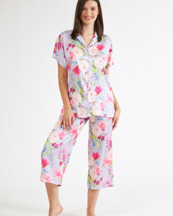 Satin Printed Pajama Blazer –608501 lavender