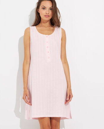 Νυχτικό Ριγέ αμάνικο με κουμπιά cotton - 302814 pink