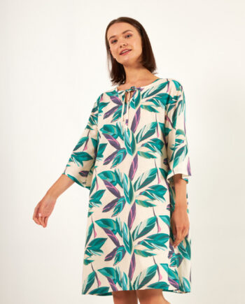 Φόρεμα Εμπριμέ cotton με μανίκι - 504621 green