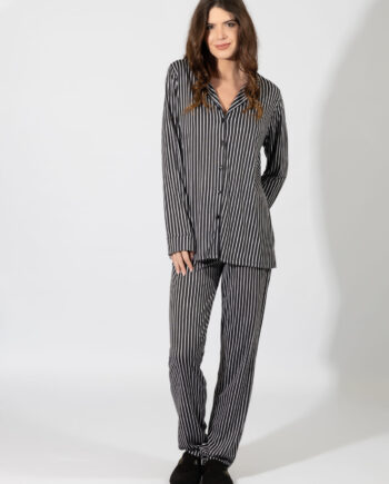 Γυναικεία Πιτζάμα Ριγιέ Σακάκι cotton/modal – 109911 black