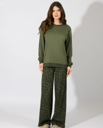 Women’s Pajamas Leopard Pants Cotton – 109924 Olive