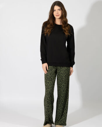 Women’s Pajamas with Leopard Pants, Cotton – 109924 Black