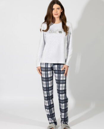 Γυναικεία Πιτζάμα "HOME" 100%cotton – 109927 grey mel