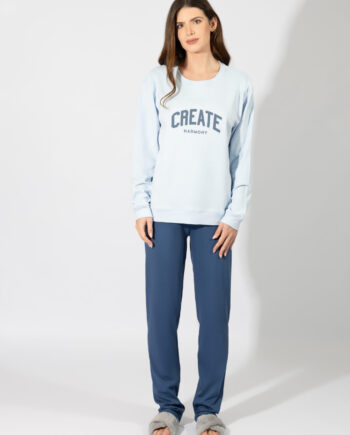 Γυναικεία Πιτζάμα “Create” 100%cotton – 109931 ciel/blue