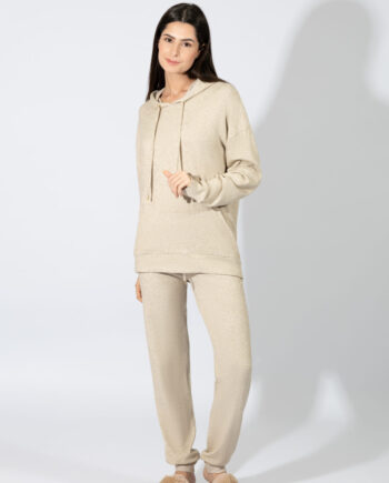 Γυναικείο Homewear Πλεκτό με κουκούλα – 109937 beige