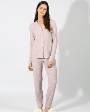 Γυναικείο Homewear Πλεκτό με κουμπιά – 109939 lavender