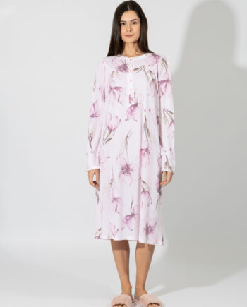 Νυχτικό Κλασσικό Εμπριμέ πατιλέτα cotton/modal – 309817 light pink
