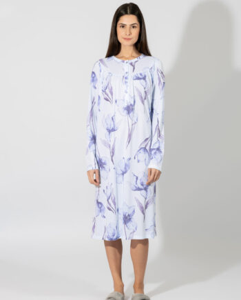 Νυχτικό Κλασσικό Εμπριμέ πατιλέτα cotton/modal – 309817 light blue