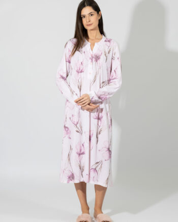 Νυχτικό Κλασσικό Εμπριμέ πατιλέτα cotton/modal – 309818 light pink