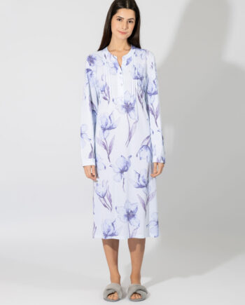 Νυχτικό Κλασσικό Εμπριμέ πατιλέτα cotton/modal – 309818 light blue
