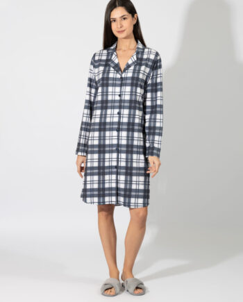 Νυχτικό Σακάκι καρώ μπλε 100%cotton - 309821