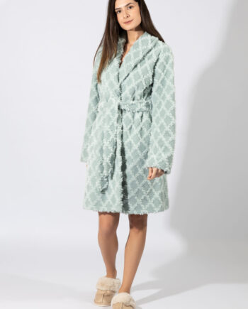 Fleece Ζακάρ Ρόμπα midi Σταυρωτή – 409702 mint