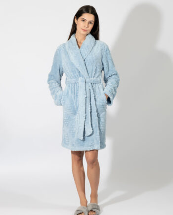 Fleece Ζακάρ Ρόμπα midi Σταυρωτή – 409705 ciel