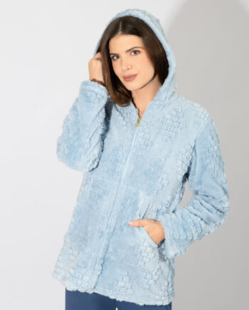 Fleece Ζακάρ Ζακέτα με κουκούλα – 409706 ciel