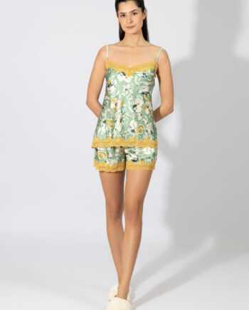 Σατέν BabyDoll Floral με δαντέλα -609504 mint